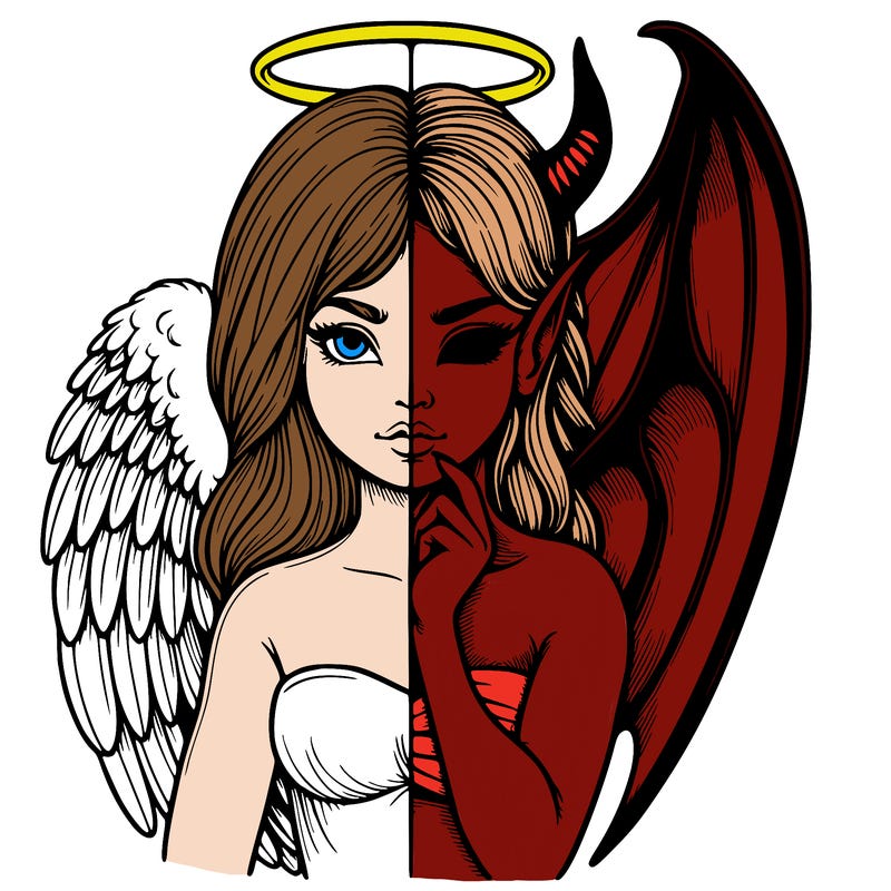 realistic angel half demon