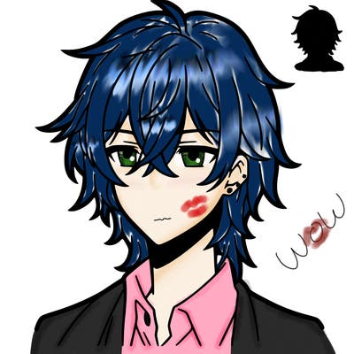 anime boy with shoulder length hair