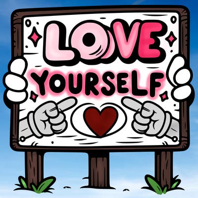 a sign where it is written: love yourself