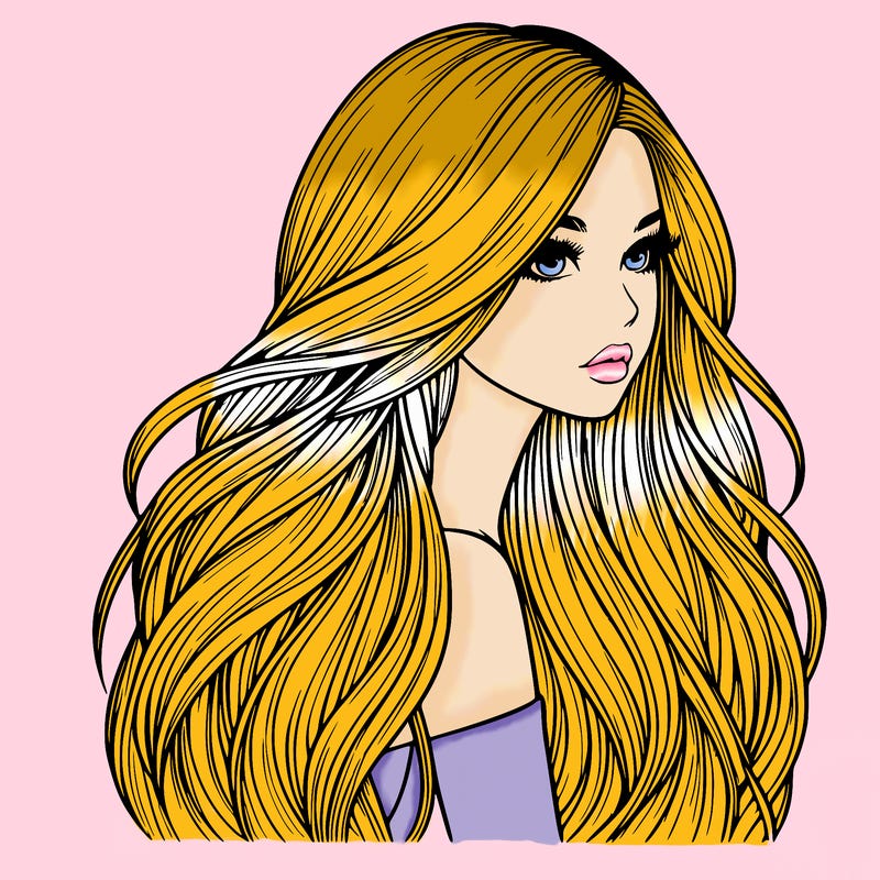 realistic girl with long realistic hair