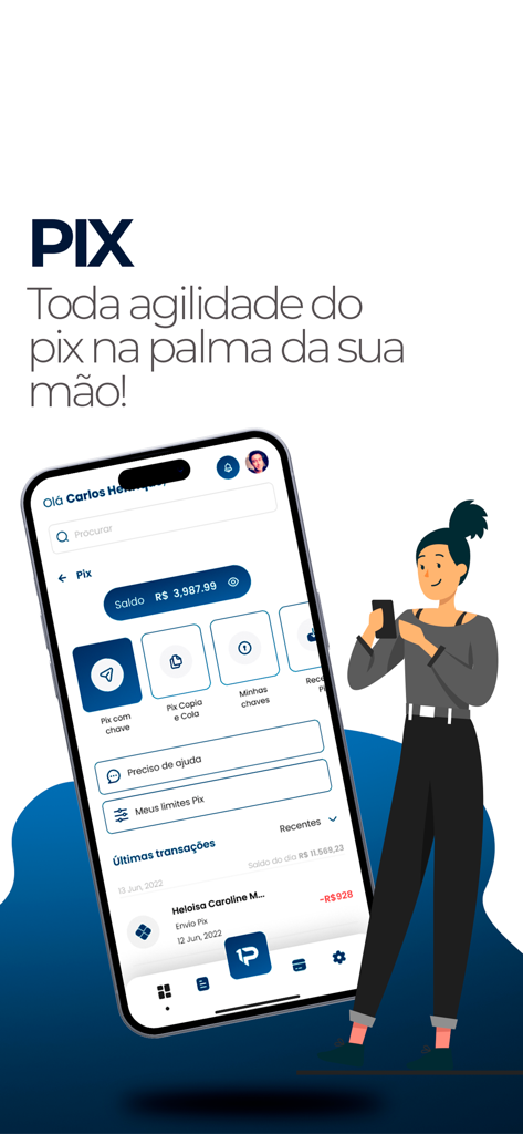 One Pay - Pantalla de la app One Pay mostrando las funciones de pago instantáneo Pix