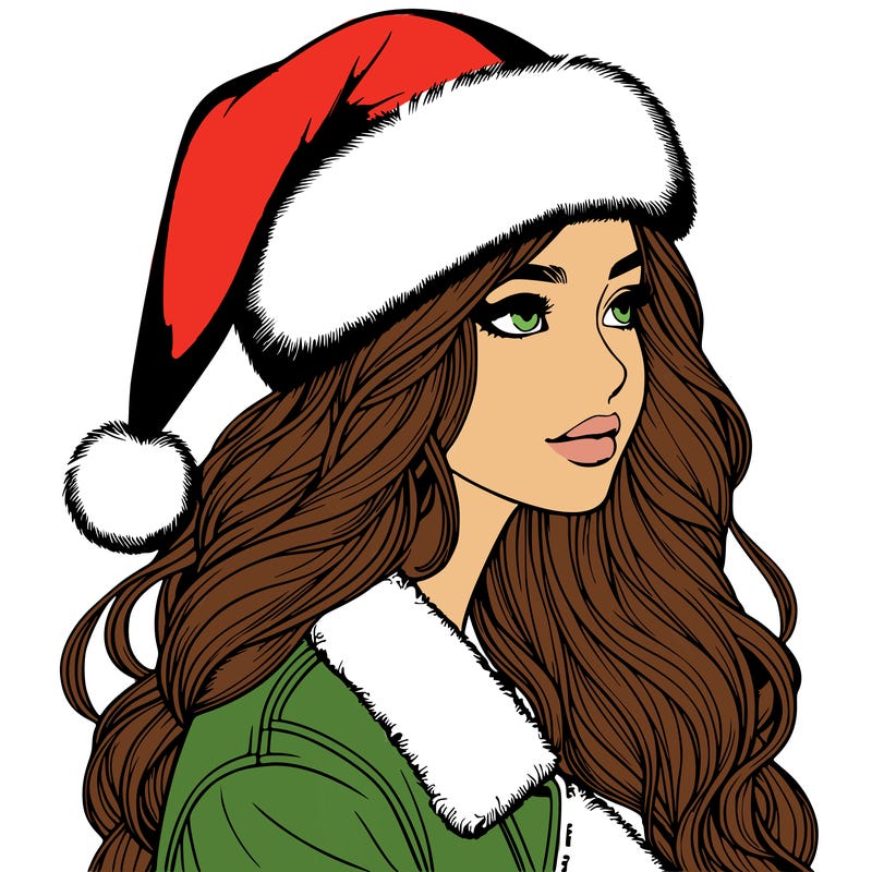 realistic girl in santa hat