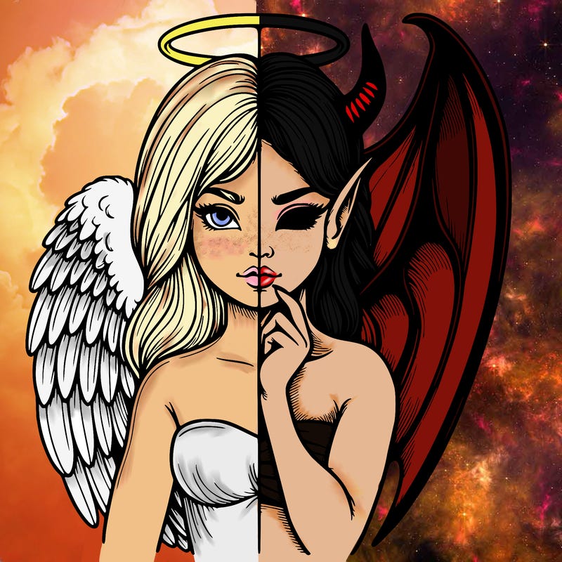 realistic angel half demon