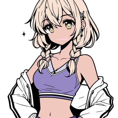 anime girl wearing crop top