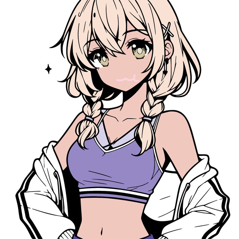 anime girl wearing crop top