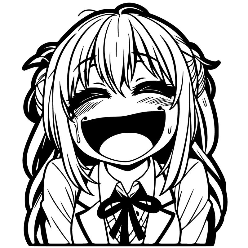 an anime girl,  yandere crazy laughing