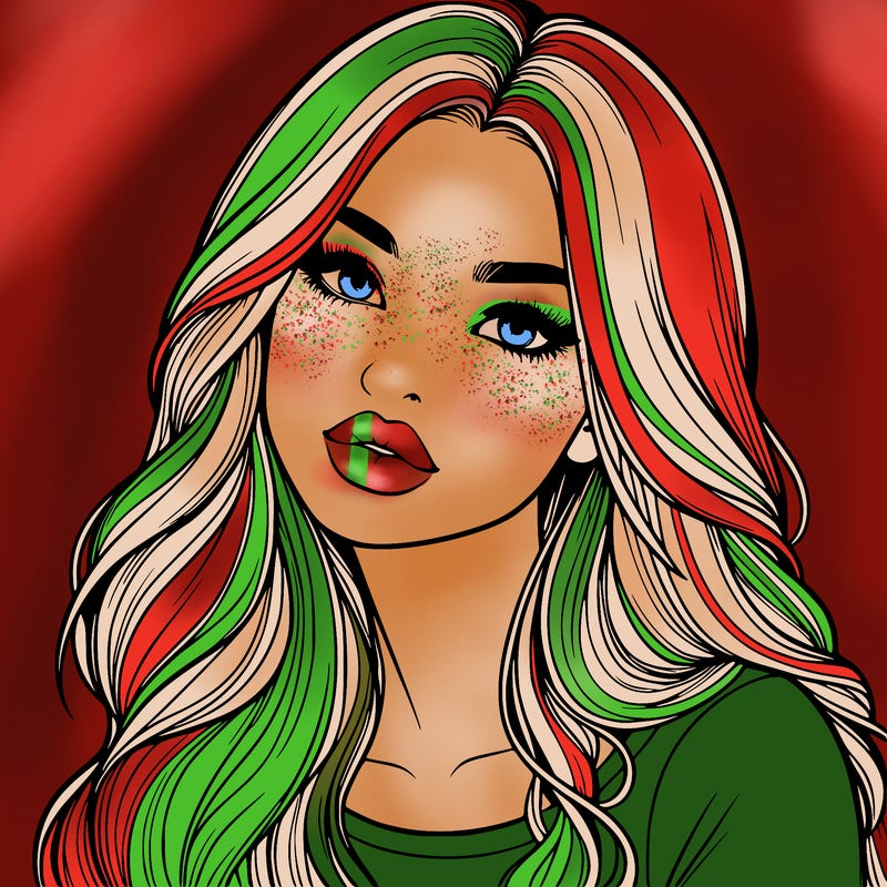 realistic girl with hair on her hair and lips