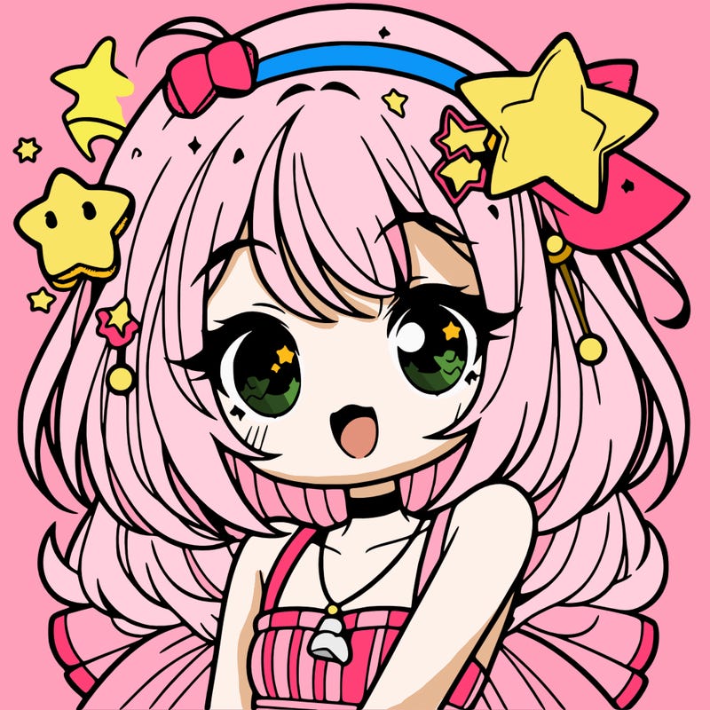 cute anime girl with star accessories