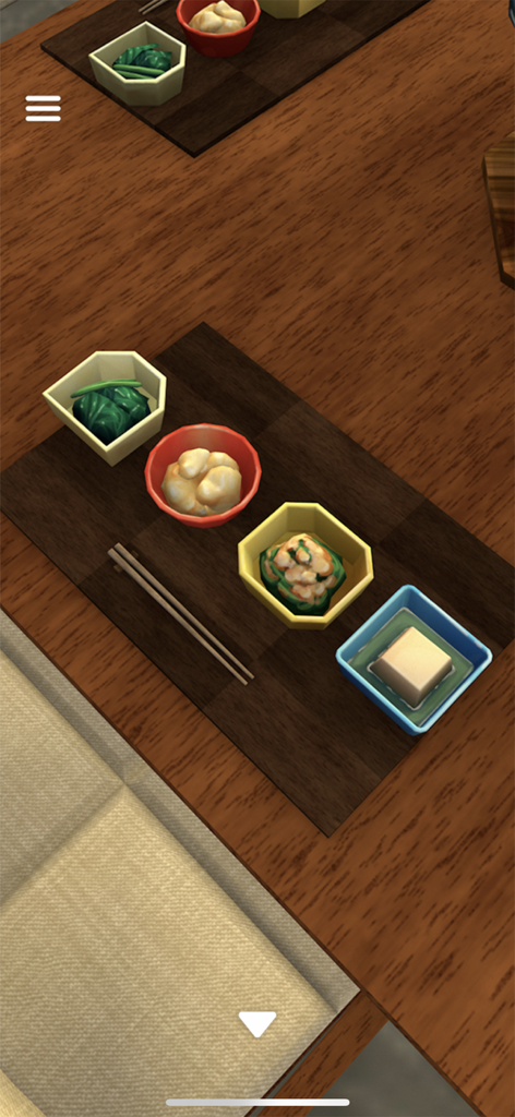 Escape Game: The Lake View - Traditional Japanese meal served in small colorful bowls on a wooden table