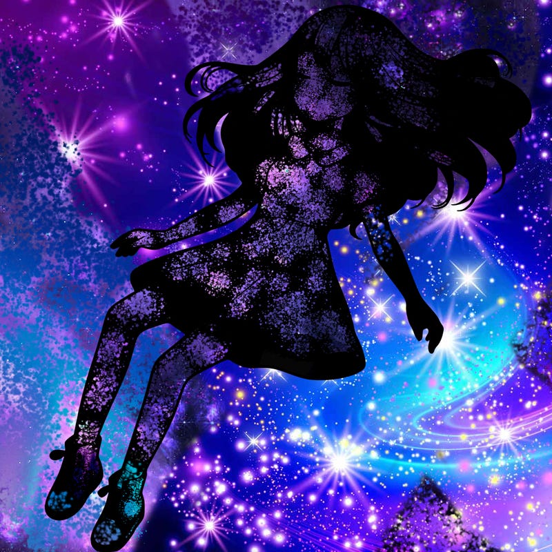 realistic girl floating