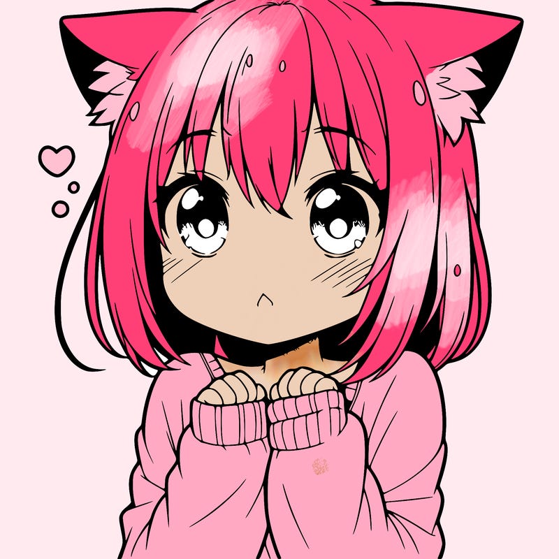 shy anime catgirl