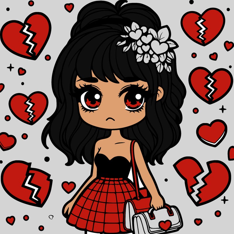 baddie girl pretty with broken hearts