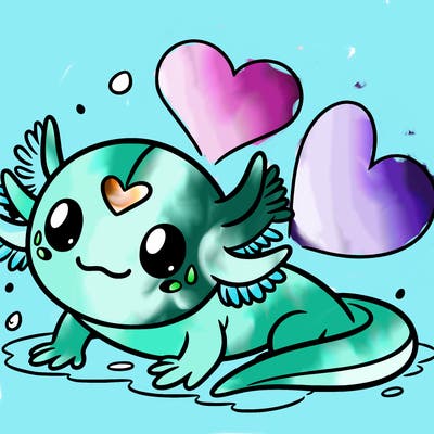 axolotl with the heart