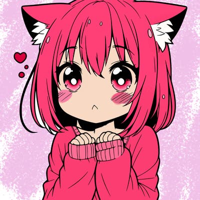shy anime catgirl
