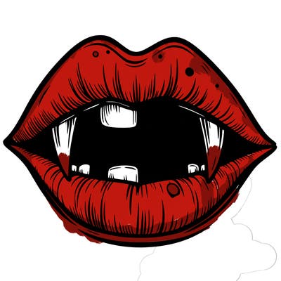 lips with vampire teeth