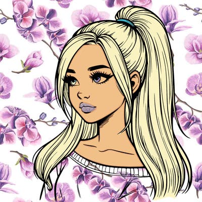 realistic girl with a high ponytail