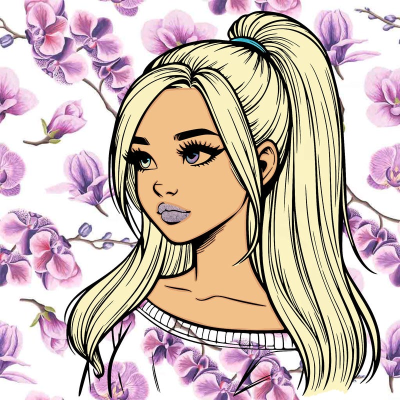 realistic girl with a high ponytail