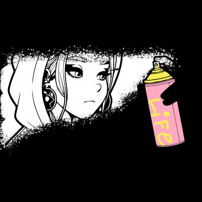 a realistic girl, spray painting