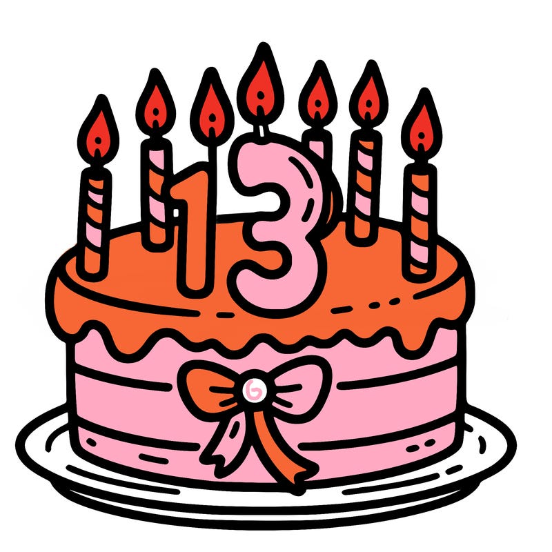 birthday cake with 13 candles