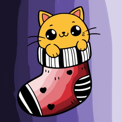 cute cat in a sock