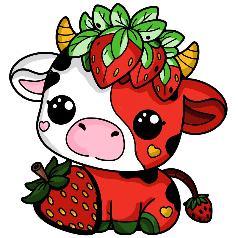 cute strawberry cow