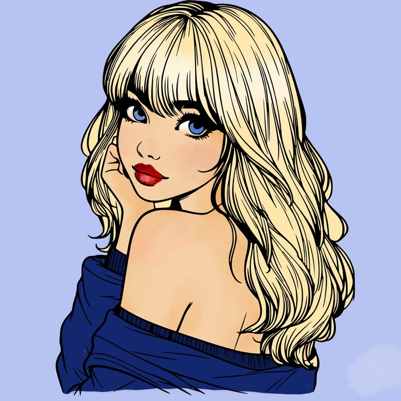 realistic girl with bangs looking over her shoulder