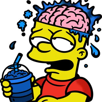 bart with a slushy and brain freeze