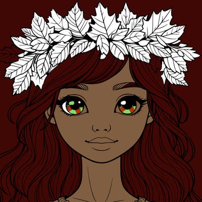 realistic girl with fall leaf crown