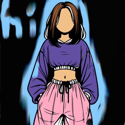 realistic girl faceless with baggy pants and a crop top