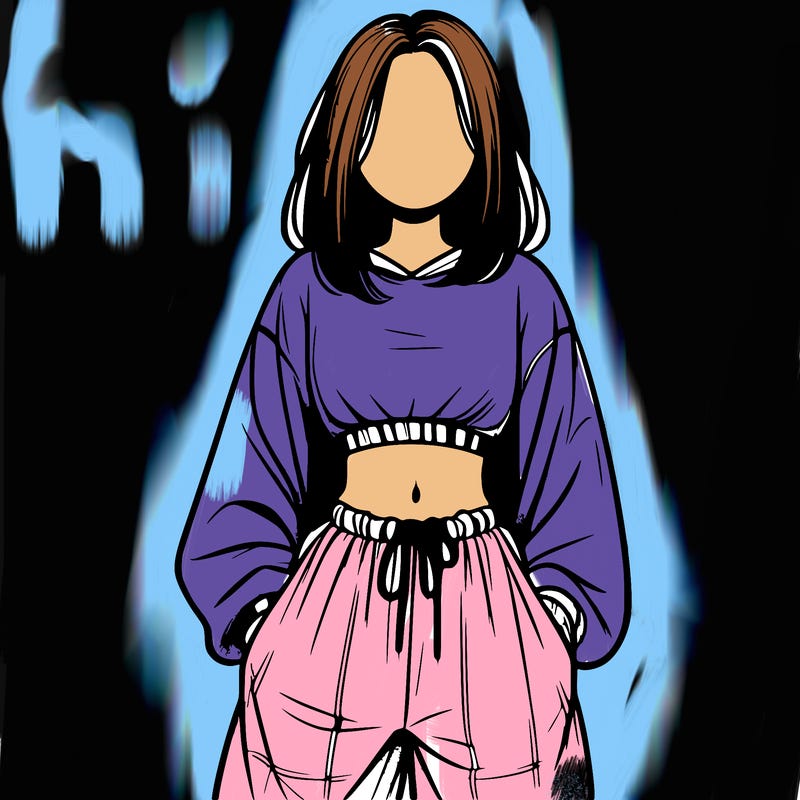 realistic girl faceless with baggy pants and a crop top
