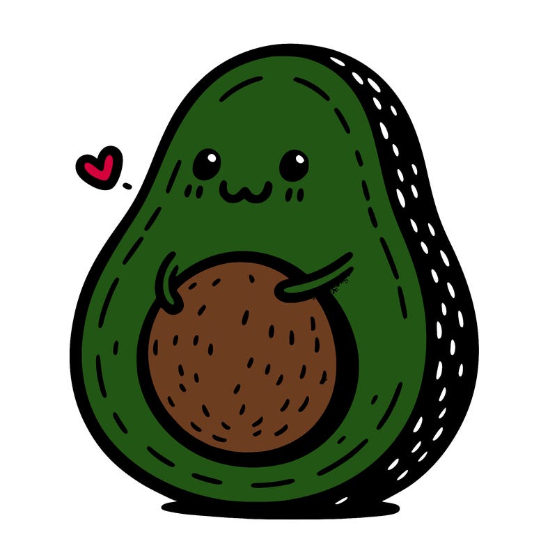 an avocado hugging an avocado