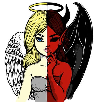 realistic angel half demon