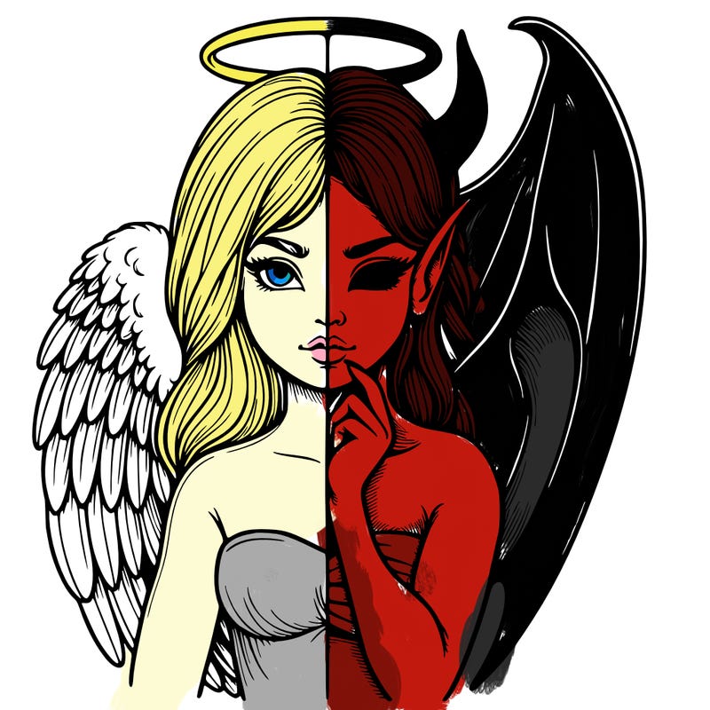 realistic angel half demon