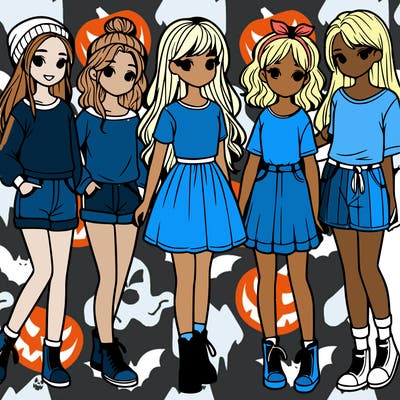 a group of five girls