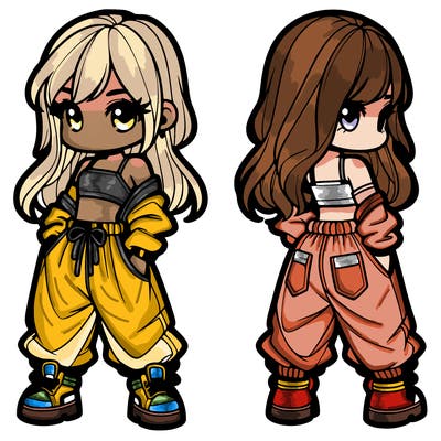 girl in crop top and baggy pants