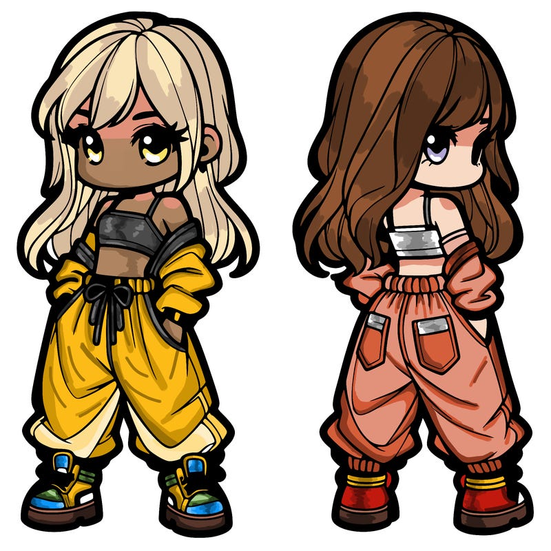 girl in crop top and baggy pants