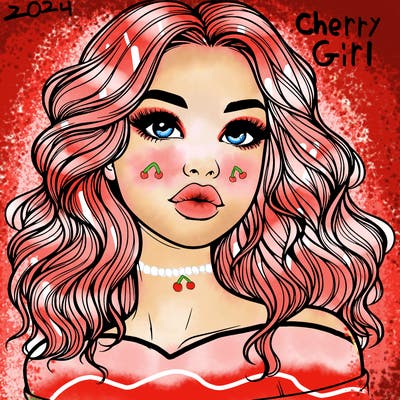 realistic girl with wavy hair and lips