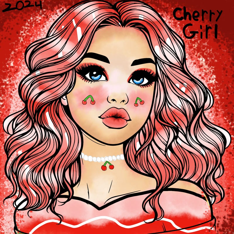 realistic girl with wavy hair and lips