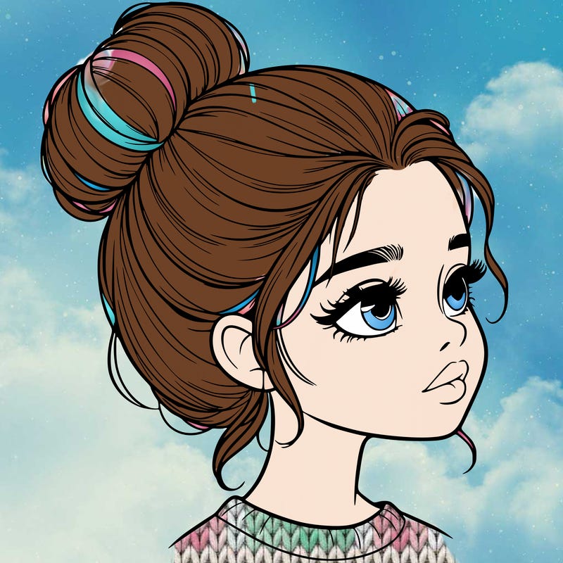 realistic girl with bun