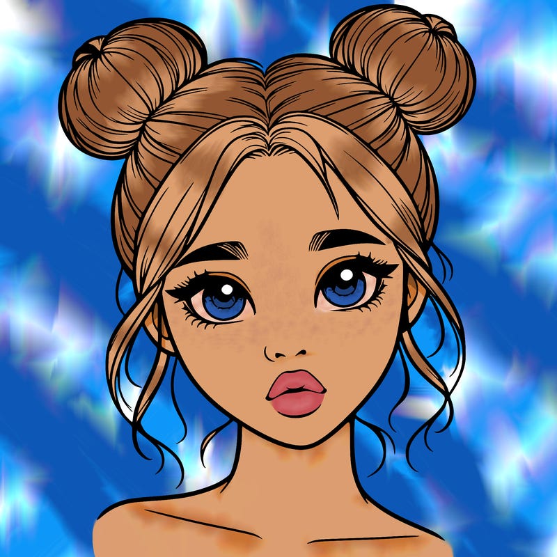 realistic girl with two buns on her head