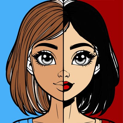 realistic girl in half