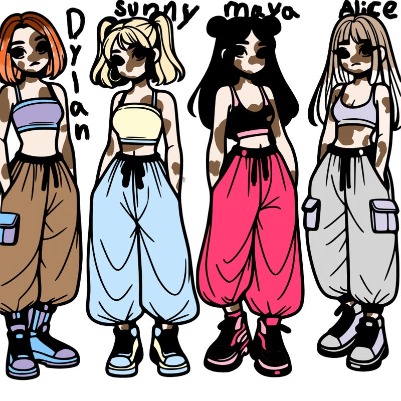 girls with crop top with baggy pants