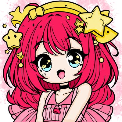 cute anime girl with star accessories