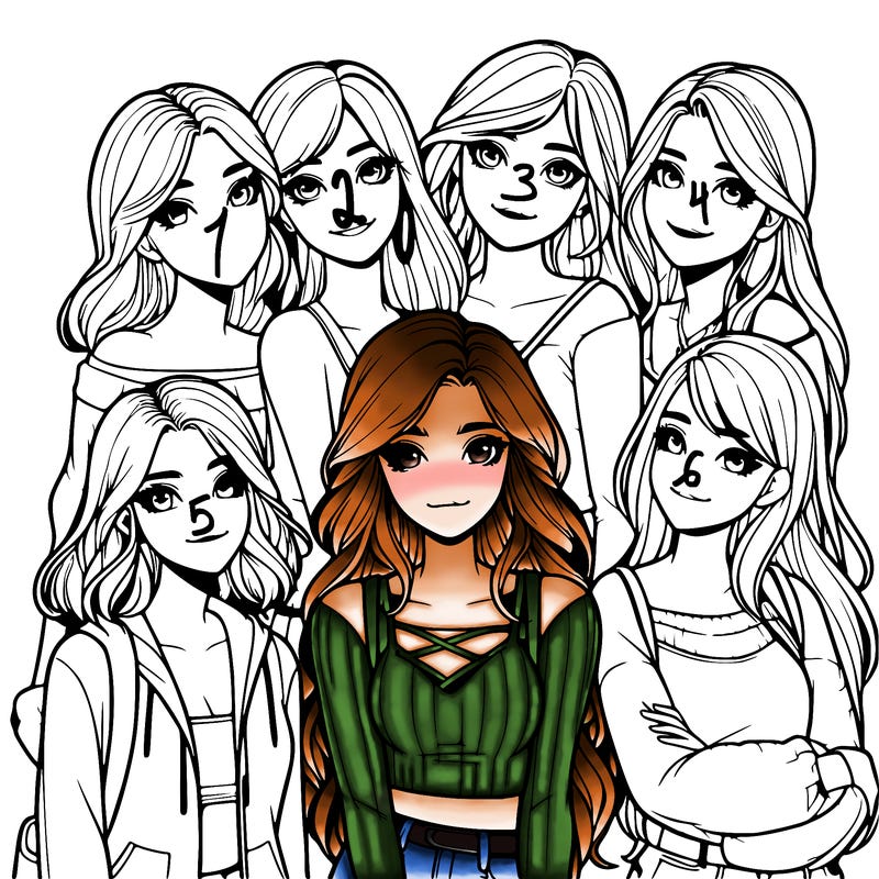 a group of girls realistic