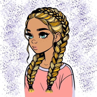 realistic girl with braids
