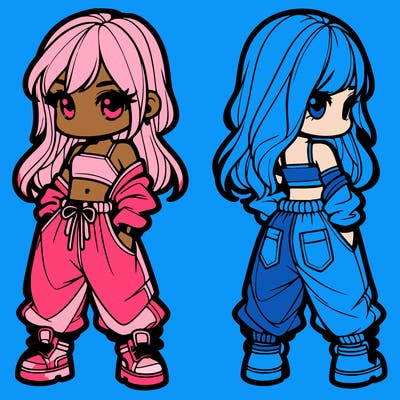 girl in crop top and baggy pants