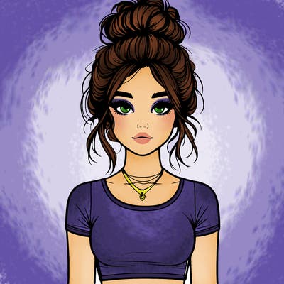 realistic girl with messy bun and croptop