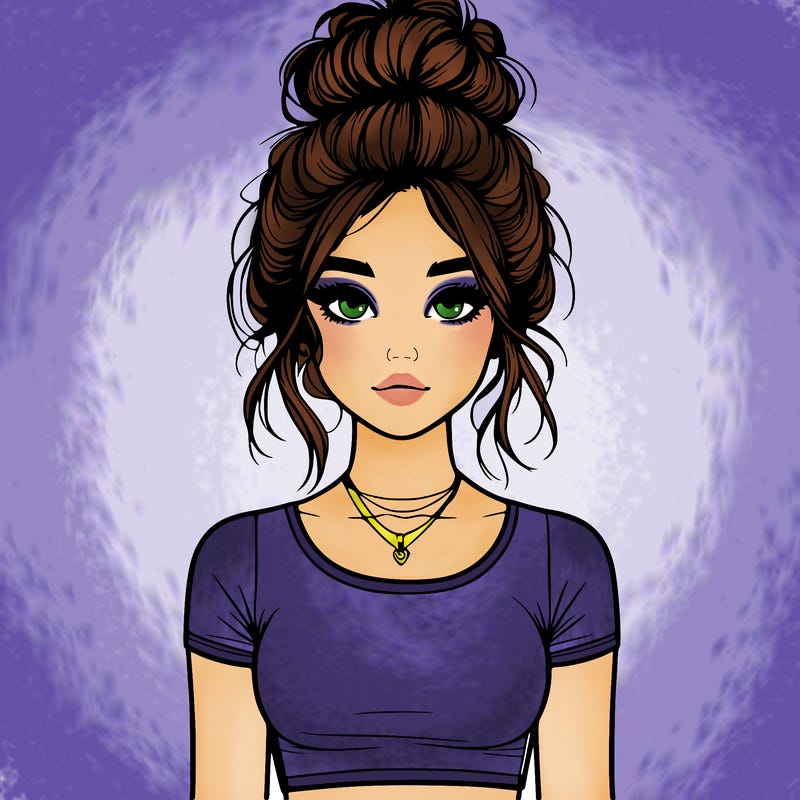 realistic girl with messy bun and croptop