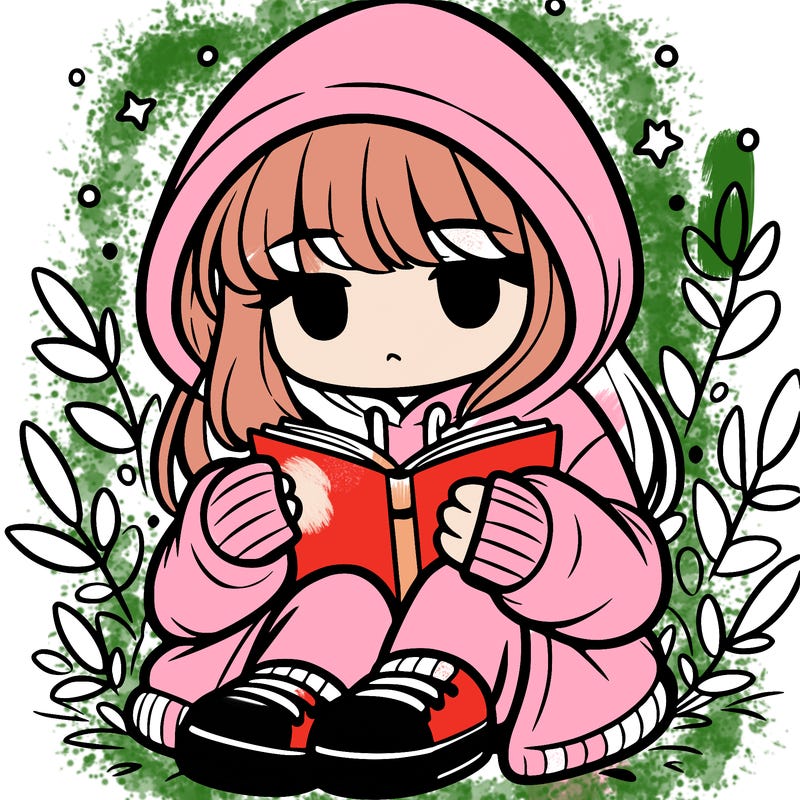 girl in oversized hoodie reading a book