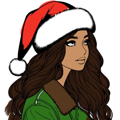 realistic girl in santa hat